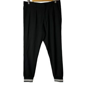 !SOLID Denmark Black Joggers‎ Pants Black/White Cuff NWOT Size Medium #6188901